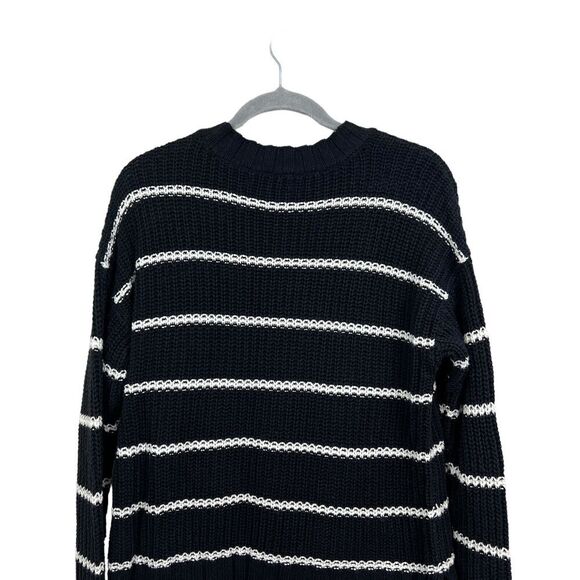 American Eagle Sweater Stretch Stripe Black White Crew Neck‎ Pocket Women Size S - Picture 5 of 5